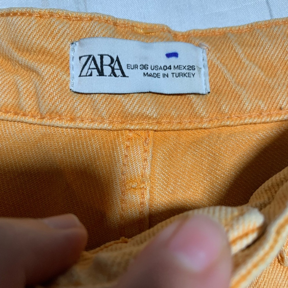 Zara High rise wide leg orange denim. Size 4. - Picture 3 of 11